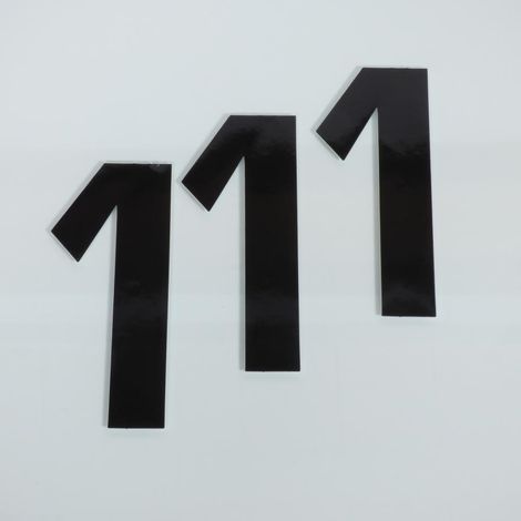 Aufkleber-Set Rennnummern Sticker Zahl Eins 1 schwarz 160x70mm