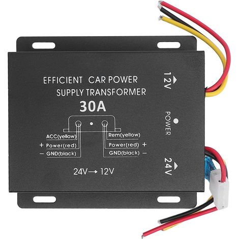 Convertisseur de tension 24V à 12V DC, alimentation électrique puissante pour voiture, camion, camping-car, SUV, bus, 30A, 360W (1/5)