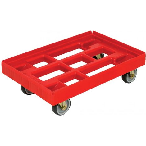 Carro de transporte para cajas EURO, ruedas giratorias, rojo. (1/2)