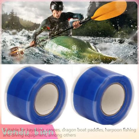 HURRISE Ruban adhésif en silicone 2pcs cassettes de poignée en silicone auto-fusion à ruban souple flexible sport pack Noir Bleu (1/5)