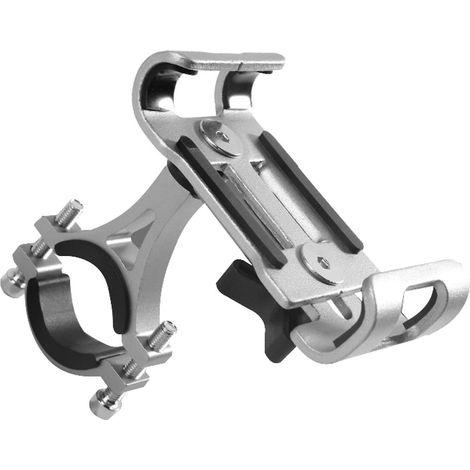 Support téléphone en alliage d'aluminium pour VTT / vélo électrique / moto, rotatif, argenté