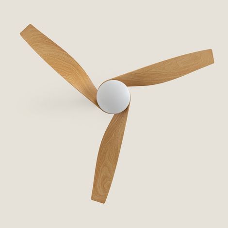 Ventilador de Techo con luz silencioso DC Eubea Madera Mando a Distancia Grande (más de 20 m²) 132 cm Blanco