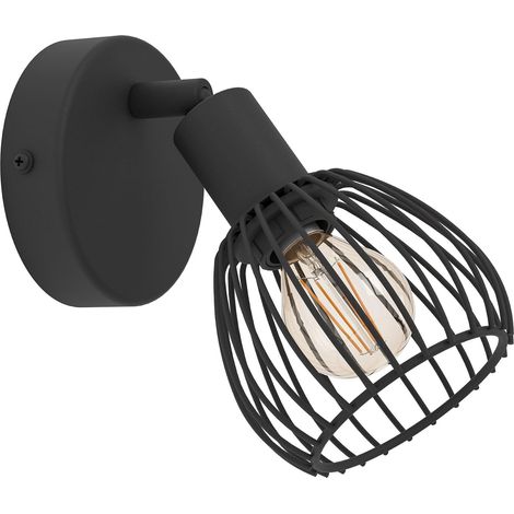 Applique Murale intérieure Sonnino, Lampe Murale avec Spot orientable, Spot Mural Industriel en métal Noir, éclairgae pour Salon et Chambre à Coucher, Douille E14 (1/5)
