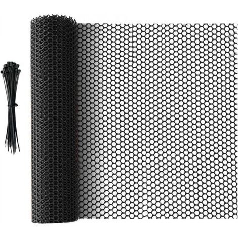 Black Plastic Mesh Fence, 5 m x 40 cm, Multipurpose Net for Tree Protection, Barrier for Cats, Dogs, Rabbits and Plants (1/5)