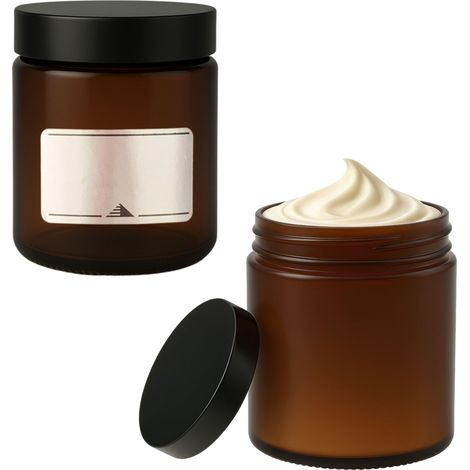 Lot de 2 pots en verre avec étiquettes Marron 180 ml (1/4)