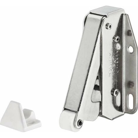 – Loqueteau pour meuble en acier zingué brillant – Ressort automatique et rouleau – Contre pièce plastique blanc – Pour portes placard cuisine salle de bain (1/4)