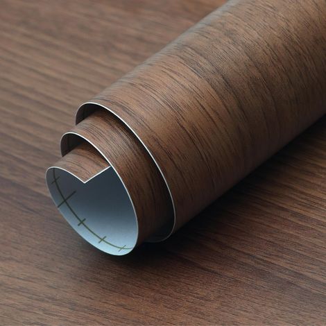 Papier Peint Autocollant Effet Bois Noyer Mat Texturé Film Adhésif pour Meuble 40 cm x 9 m Vinyle Décoratif Imitation Bois Résistant à l’Eau Autocollant DIY pour Armoire de Cuisine Commode Table (1/5)