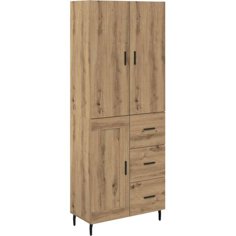 Haut Armoire 2 pcs Buffet Chêne artisanal Bois Aggloméré et Verre (1/5)