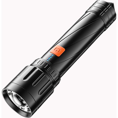 Ultrastarke LED-Taschenlampe, wiederaufladbare Taschenlampe mit 12.000 Lumen, taktische Taschenlampe mit 5.000 mAh, XHP70.2, IP65, wasserdicht, 5 Beleuchtungsmodi für Camping, Wandern, Notfälle