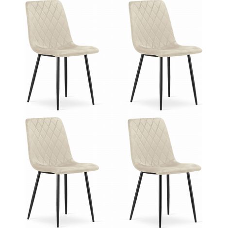 Valora TURIN Sedia in velluto beige design ergonomico x4 (1/5)