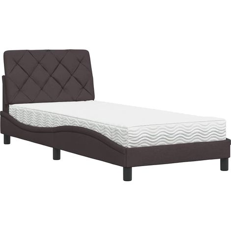 Maison Exclusive - Letto con Materasso Marrone Scuro 90x200 cm in Tessuto (1/5)