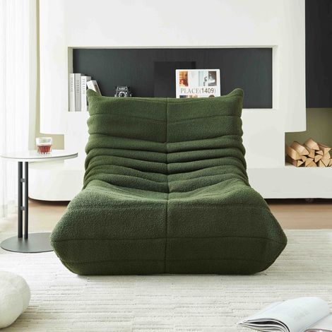Butaca de suelo de poliéster verde con respaldo, ancho 110 cm (1/5)