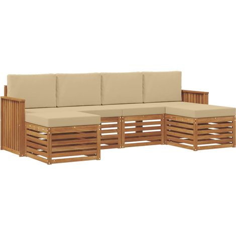 Ensembles de canapés avec coussin 6 pcs Salon de jardin Naturel et Beige (1/5)