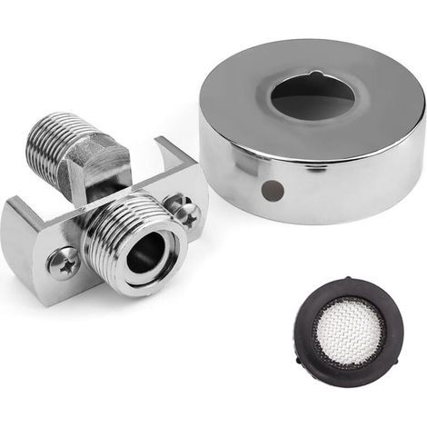 Adaptateur de robinet de douche M20, joint pivotant en laiton, argent, finition électroplaquée, avec cache décoratif, connecteur de mélange excentrique, version longue. (1/4)