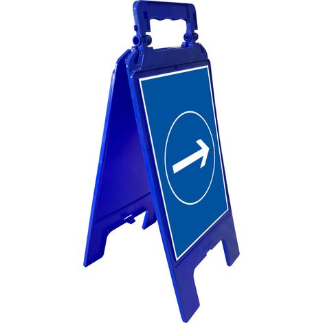 Chevalet signalisation obligation, flèche vers la droite obligatoire - Chevalet bleu (1/5)