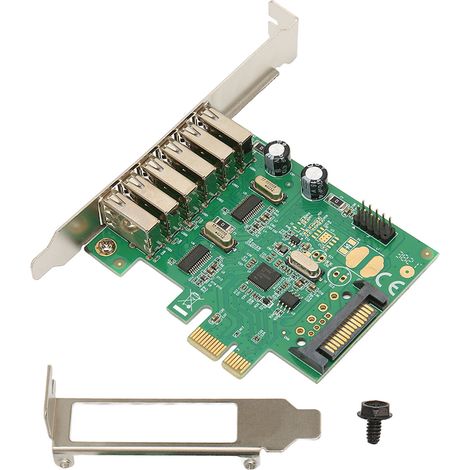 Carte d'extension USB interne PCI-E avec 6 ports USB 2.0, alimentation SATA 15 broches, pour PC de bureau Windows (1/5)