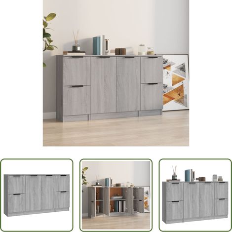 vidaXL Sideboard - Sideboards 3 Stk. Grau Sonoma Holzwerkstoff (1/5)