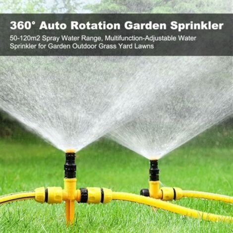 GROOFOO 3-teiliges Gartensprenger-Set, 360°-Rasensprenger, rotierender Sprenger, automatische Bewässerung, verstellbarer Sprengkopf, geeignet für Rasenflächen, Gärten, Terrassen, Pflanzen und Blumen (1/5)