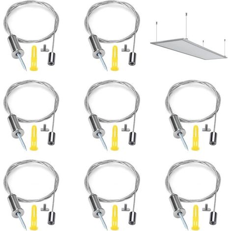 Cables de gancho de acero inoxidable, kit universal de 16 piezas para colgar marcos de fotos y espejos, kit de cables de acero para colgar paneles de iluminación LED (1/5)