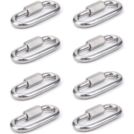 Lot De 8 Raccords En Acier Inoxydable Robuste 304 M6 Maillon Rapide Accessoires Pour Chaîne Attache Rapide Porte-Clés