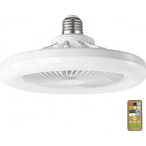 Lampe ventilateur silencieuse pour douille – Lampe ventilateur de plafond avec fixation à vis, lampe LED avec ventilateur, ventilateur de plafond avec éclairage et télécommande pour cuisine, salle de (1/5)