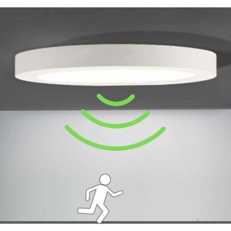 LED Ceiling Light with Motion Sensor, Automatic Light Lamp for Outdoor Balcony Garage Entrance Hallway, Round Light Fixture, Easy to Install, 6000K Cool White Ceiling Lamp, 12" (1/3)