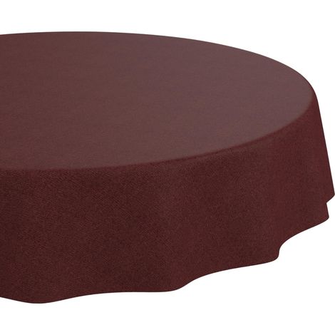 Nappe enduite Bordeaux Aspect Lin Ronde Ø 120 cm Anti-Taches (1/5)