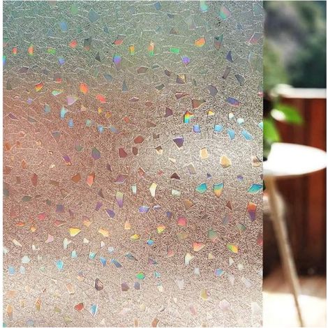 Film pour vitres - Film adhésif pour vitres - Film occultant - Effet verre dépoli - Protection solaire et isolation - Intimité - Film adhésif sans colle pour fenêtres et salle de bain - 45 x 400 cm Ef (1/2)