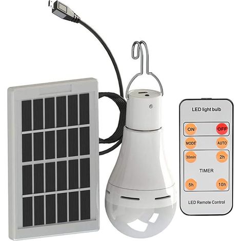 Ampoule Led Solaire - Panneau Photovoltaique 0.8W - Eclairage Interieur Et Camping - Lot De 2 (1/5)