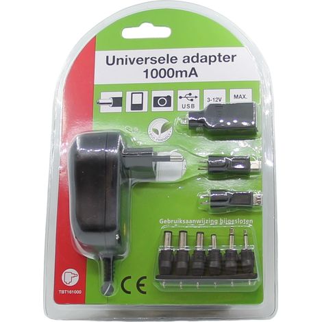Alimentatore carica batterie universale 1000mA da 3V a 12V con vari jack e USB (1/2)