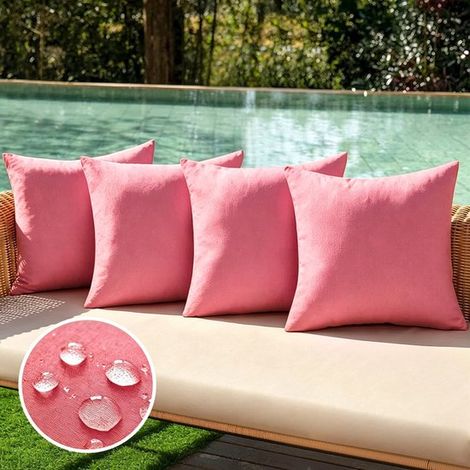Set di 4 fodere impermeabili per cuscini da esterno，realizzate in finta poliestere e lino，federe decorative per giardino，blu royal，3050 cm (1/5)