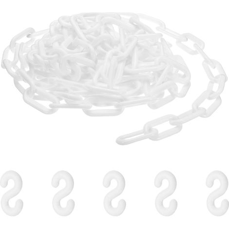16.4 Pieds Chaîne En Plastique, Barrière De Sécurité Colorée Avec Boucle Pour Parcs Aéroports Parkings Gestion De Foule, Blanc (50 x 5.5 Mm) (1/5)