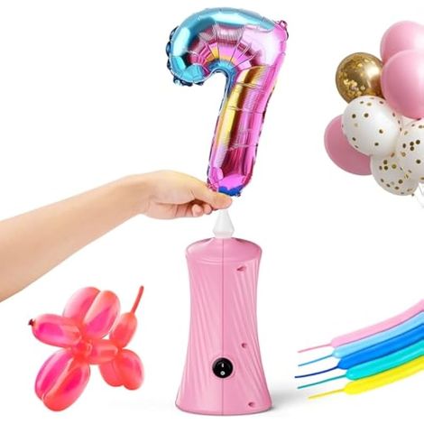 Pompe à ballon électrique portable, pompe à ballon en forme d'animal long, souffleur électrique, rose 110-120 V 30 W pour fête, mariage, anniversaire (1/5)