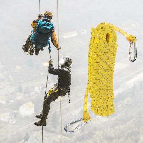 Fluchtseil für Outdoor-Klettertouren, 10 mm Durchmesser, Sicherheitsseil (gelb, 50 m) (1/5)