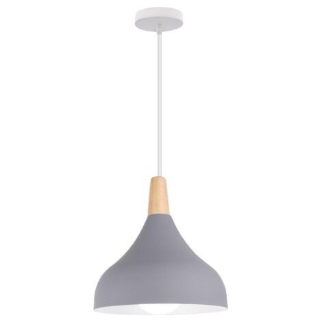 royaluxe- Lampe À Suspension Moderne Plafonnier D'Intérieur Lustre Minimaliste Abat-Jour En Métal, Gris Pour Chambre À Coucher, Cuisine, Bureau, E27 (1/5)