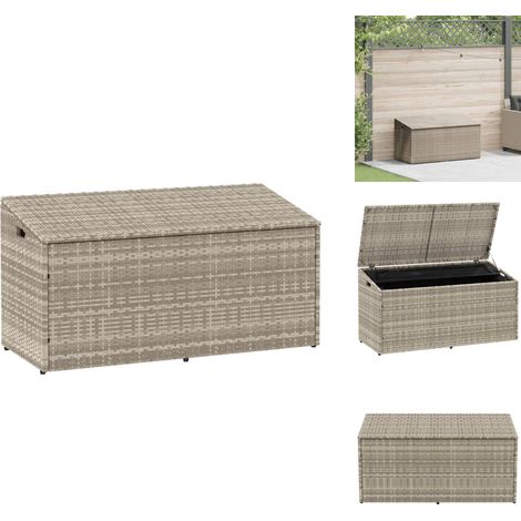Boîte de rangement de jardin gris clair 110x50x58 cm rotin - Boîte De Rangement De Jardin - Boîtes De Rangement De Jardin - Coffre De Rangement De Jardin - Rangement De Coussin D'extérieur (1/5)