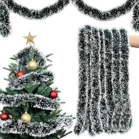 1 piece Guirlande de Noël 10 m Vert et Blanc - Décorative Pour Sapin, Escalier, Cheminée et Fête - Artificiel (1/5)