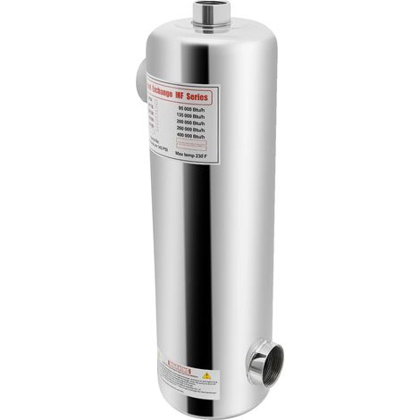 Échangeur de chaleur de piscine, 60 kW de puissance, circulation d'eau efficace, Argent (1/5)