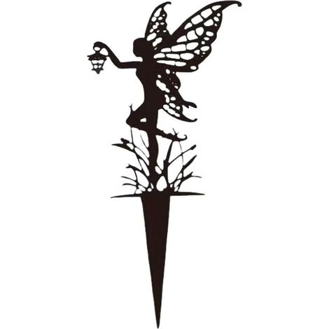 Statue de jardin en métal de 30 X 13.8 cm, noire, adaptée pour les pots de fleurs et l'aménagement paysager, adaptée pour une utilisation dans la cour et la pelouse. (1/5)