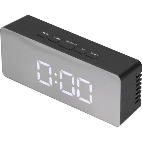Rechteckiger LED-Spiegelwecker mit Temperaturanzeige für Schlafzimmer, Wohnzimmer, Büro und Reisen (1/5)