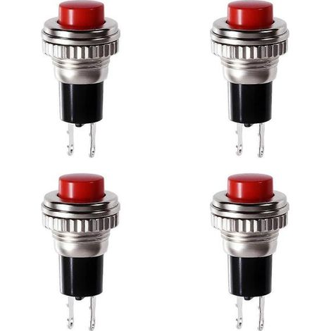 Lot de 4 mini-interrupteurs à bouton-poussoir momentané de 10 mm, 0,5 A, 250 V CA, à verrouillage, 2 broches, à réarmement automatique, pour appareils électroniques et applications domestiques. (1/5)