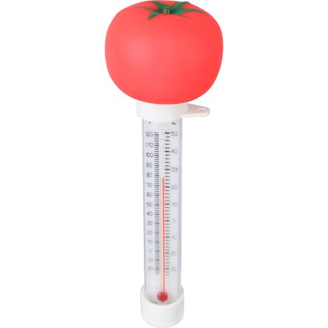 Thermomètre flottant décoratif et précis pour piscine, en forme de tomate, mesurant la température de l'eau. (1/5)