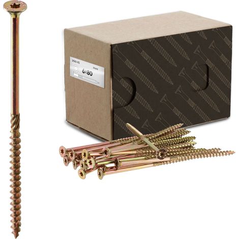 200 Vis bois Torx à tête fraisée plate expert - Acier galvanisé - Diamètre 6 mm - Longueur 80 mm - anti-fendage (1/5)