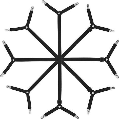 Sangles de support réglables pour draps de lit triangulaires pour un matelas lisse, lot de 4, noir (1/5)