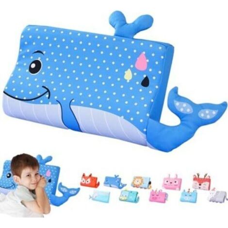 Oreiller pour enfant de 3 à 6 ans avec taie d'oreiller, oreiller bébé, motif animaux kawaii, ergonomique, respirant et doux pour la peau, lavable dès 3 ans.