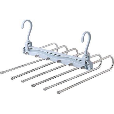 Cintre Pour Pantalons En Acier Inoxydable Et Polypropylène - Support Multiples Barres Gain De Place - Finition Argentée - Lot De 1 (1/5)