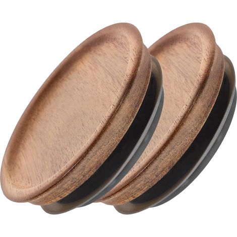 Lot de 2 couvercles à large ouverture en bois d'acacia pour bocaux Mason, avec joint en silicone hermétique, pour la conservation et la mise en conserve en cuisine. (1/5)