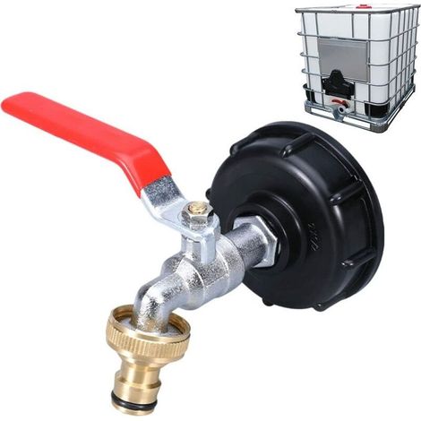 Robinet Cuve 1000L Avec Adaptateur Robinet Tuyau Arrosage, S60X6 IBC Raccord Robinet (1/5)