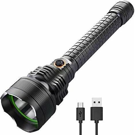 LED Torch XHP70 USB Rechargeable 90000 High Lumen Tactical Torches LED Super Bright Powerful Flashlight Zoomable 5 Modes Waterproof Hand Torch Best for Outdoor Hiking, Fishing, Outdoor (1/5)