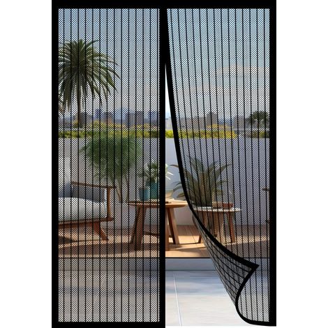 Moustiquaire de porte magnétique ultra-robuste — Rideau en maille anti-insectes à fermeture automatique et mains libres, 90 x 210 cm (1/5)